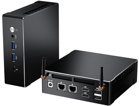 Mavsloly AI Mini Gaming PC med AMD Ryzen 7 7840HS upp till 5,1 GHz, 32G DDR5 RAM, 1T PCIE4.0 SSD, Dual LAN, 2 x HDMI, 1 x USB-C, 4K trippelskärm, Wi-Fi 6e, Radeon 780M grafik, VESA, Windows 11 Pro