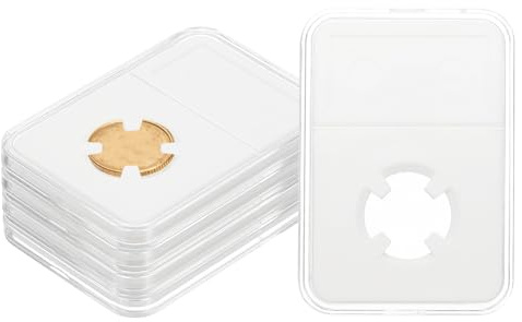 PATIKIL 18 mm mynt-Slab-displayhållare, 5 stycken klar myntförvaringslåda av plast med fyra punkter för myntsamlare samling skydd organisera