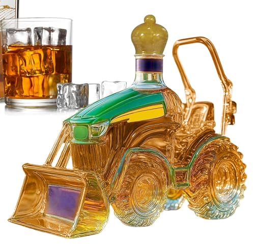 Eoixuqba Jarra de tequila – Divertida botella de vino con tractor 3D | Garrafa como y decoración para el bar de la casa, los amantes del whisky, vitrina familiar y hombres
