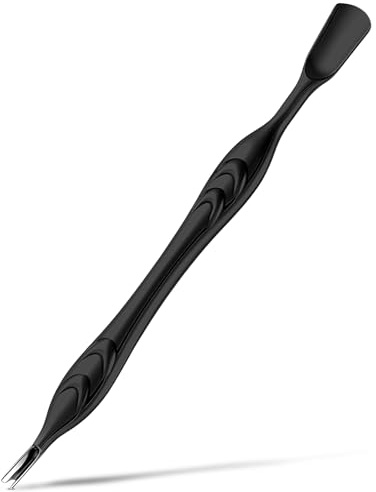 MBAIYO Cuticle Pusher with Trimmer, Dual-Ended Cuticle Trimmer Nail Care Tool Stainless Steel Cuticle Remover Tool with Fork for Manicures and Pedicures Nail Care Tools(Black)