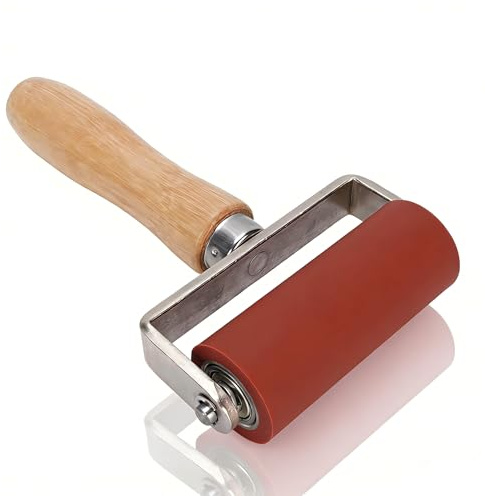 Oumefar Rodillo de Presión de Silicona Resistente a Altas Temperaturas para Soldadura de Membrana de Lona de PVC, Ergonómico de Doble Rodamiento para Trabajadores de la Construcción, 32 Mm de