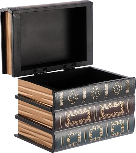 BSTKEY Wooden Index Card Display Stand Storage Box for 3x5 inch Index Card | Vintage Index Card Holder Rack Recipe Organizer Home Business Classroom Storage Container for Card (No Cards)