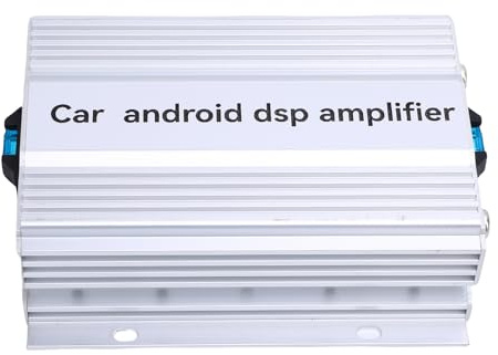 Jiawu AB Class Bilförstärkare 4-kanals DSP-ljudförstärkare med Aluminiumlegeringsdesign, 4x60W RMS Högnivåingång för Subwoofer Billjudsystem