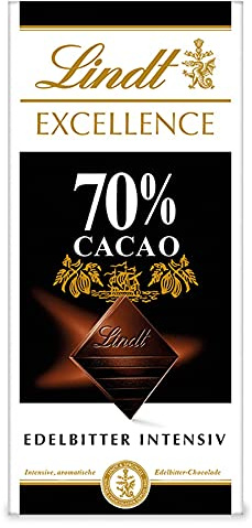 Lindt EXCELLENCE 70 % Kakao - Edelbitter-Schokolade | 100 g Tafel | Vollmundige Bitter-Schokolade | Intensiver Kakao-Geschmack | Dunkle Schokolade | Vegane Schokolade | Schokoladengeschenk