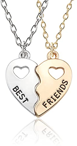 PLABBDPL Confezione da 2 collane BFF Collana dell'amicizia Best Friends for Girls Regali di compleanno Regali a catena con ciondolo (Oro argento)