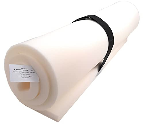 Viglietti Skumgummi - Anpassningsbart skum av polyuretan - Perfekt för soffor, fåtöljer och pallar - platt, 200 x 100 cm (vit, h.2)