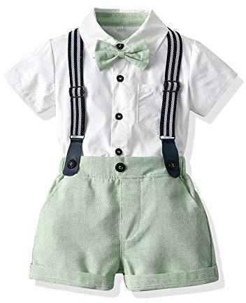 UUAISSO Bebé Caballero Trajes de Manga Corta Mono Camisas Tirantes Pantalones Verano Infantil