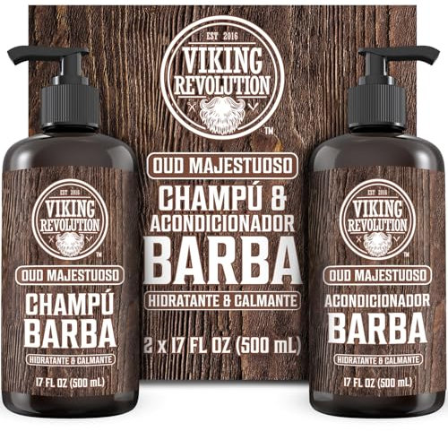 Viking Revolution - Beard Shampoo And Conditioner - Natural Beard Wash & Beard Conditioner With Argan & Jojoba Oils - Softens & Strengthens - Gifts For Men - Majestic Oud - 2 x 500 ml