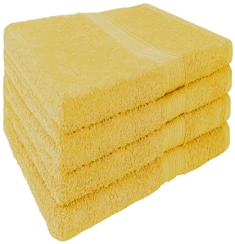 NatureMark 4er Set Handtuch 50x100cm, Frottee Handtücher, 100% Baumwolle, Gelb