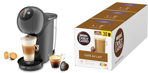 NESCAFÉ DOLCE GUSTO Krups KP243B Genio S Coffee Capsule Machine, 15 Bar, Ultra Compact, High Pressure, Over 30 Coffee Creations, Selectable Drink Size, Auto Shut-Off, Anthracite mit Café au Lait