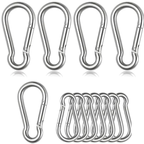 Czkonore 15 Stück Karabiner Set, 6 x60mm Klein Karabinerhaken Belastbar bis 180kg, Karabinerhaken für Schlüsselanhänger, Camping, Hängematte, Hundeleine (12 Stück Silber, 6 * 60mm+8 * 80mm)