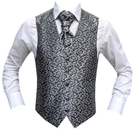 MMUGA Hochzeitsweste Set mit Plastron Florale Grau 62