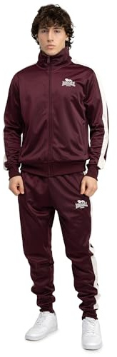 Lonsdale mäns Pember joggingdräkt, Oxblood/Ecru, L, Oxblood/Ecru, L
