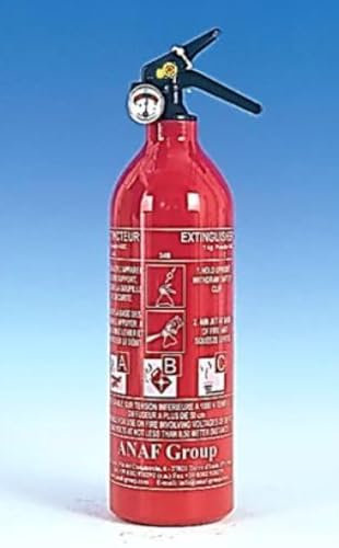 Extincteur à Poudre pour Voiture, Bateau, Caravane, et Maison avec manomètre, homologué NF, 1 kg