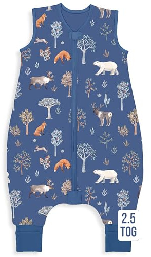 Mama Cheetah Toddler Sleep Sack with Feet 2T, 2.5 TOG Organic Cotton Baby Sleeping Bag with Legs, Baby Wearable Blankets for Walkers w/ 2-Way Zipper, Baby Sleep Sack for Girls Boys, Medium