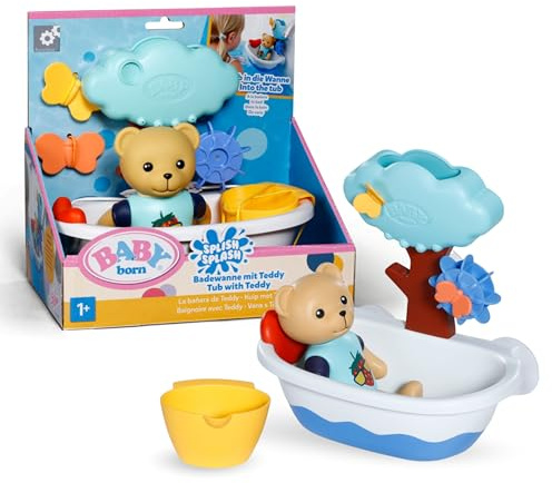 BABY born Splish Splash set da bagno con orsetto nella vasca - Ventose per il fissaggio - Incl. accessori - Funziona senza batterie - Adatto a bambini da 1 anno