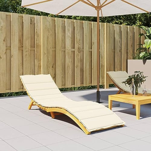 Sufrk Coussin de lit crème 200 x 50 x 3 cm en tissu Oxford, coussin rembourré pour chaise longue avec repose-pieds – Coussin de rechange idéal pour chaise longue de jardin