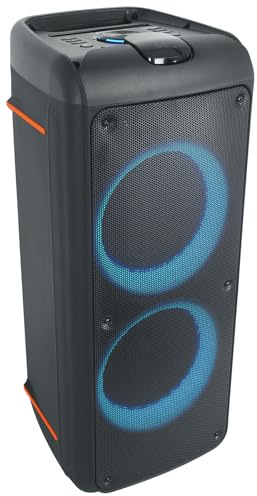 Rockville Rock Party 9 1000W Portable Bluetooth Speaker, Dual 8 Woofers, Deep Bass, LED Lights, Karaoke Mic/Guitar Inputs, for Parties and Outdoor Events