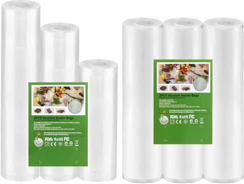 TTSTOIEE Sacchetti Sottovuoto per Alimenti 3 rotoli, Sacchetti Sottovuoto 30 x 500 cm,Senza BPA/Pellicola Sigillante per Macchine Sottovuoto, Buste Sottovuoto Alimenti,Cottura Sous-Vide