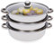 Dampfgarer Topf, Mantowarka Induktion Dampfgarer 28cm, Dampfgarer Edelstahl Gemüsedämpfer mit 1 Pfanne und 2 Dämpfern, Induktion Kochtopf Dampfgarer Dampf Topf für Kochen(3 Etagen)