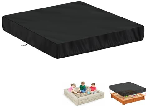 LAMUNI Bâche Bac à Sable Exterieur Housse de Bac à Sable, 420D Oxford Bâche pour Bac à Sable, Housse de Protection pour Bac à Sable de Jardin, Imperméable Couverture Bac à Sable, 140x140x20cm