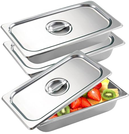 Lot De 3 Bac Inox Alimentaire, Plat Four Rectangulaire, 32,5 x 17,6 CM Plats À Four En Acier Inoxydable, Plat Four Rectangulaire, Bac De Cuisson En Inox, Pour Servir Des Plats Et Gril Gâteaux