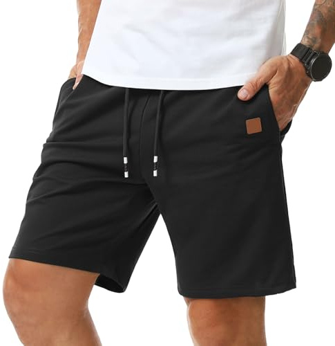 Suwangi Hombre Pantalones Cortos Bermudas Casual Bolsillos Cremallera | Cintura Elástica,Verano,,Deportivos,Running,Ligera,Regular Fit