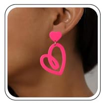 Boucles d'oreilles à cœur rouge en résine Boucles d'oreilles à double cœur d'amour en acrylique Étalons de déclaration acrylique rose Bijoux pour les femmes