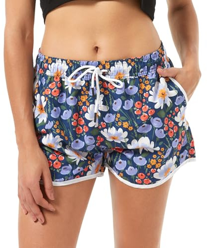 Riemot Pantalones Cortos de Natación para Mujer - Bañador de Verano con Cordón Ajustable - Pantalones Cortos de Playa para Mujer con Malla Interior para Surf,Piscina y Vacaciones