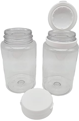 2 x Clear 150ml Flip Top Paint Pots Refillable for Paint/Ink/Dye/Glue/Acrylic - Small Empty Art/Craft Plastic Storage Containers with Hinged Lids