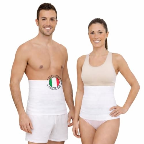 Leedya Pancera Contenitiva Estiva Unisex Made in Italy - Fascia Elastica Lombare Traspirante in Cotone 30 cm - Discreta sotto i Vestiti - Supporto Schiena Addominale Uomo Donna (M)