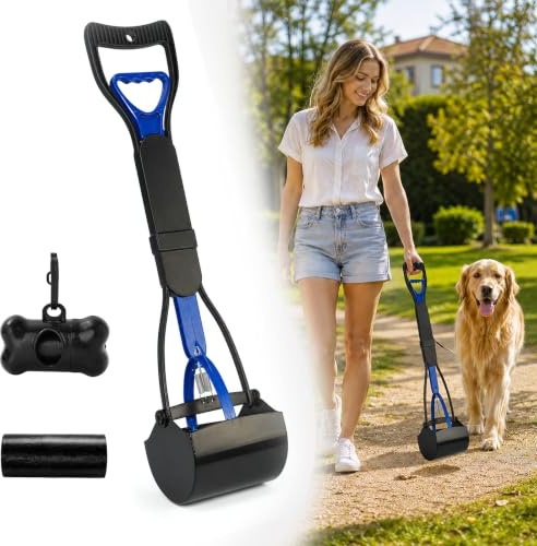 Shyllin Recoge Cacas de Perros, Pala para Excrementos de Perros 80 cm (Azul)