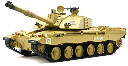 ES-TOYS RC Panzer Britischer Challenger 2 Heng Long 1:16 mit Rauch&Sound und Metallgetriebe -2,4Ghz -V7.0