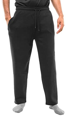 GA COMMUNICATIONS Mens Jogging Sweat Pants Brushed Fleece Elasticated Waist Bottoms Gym Trousers[Black,XL]