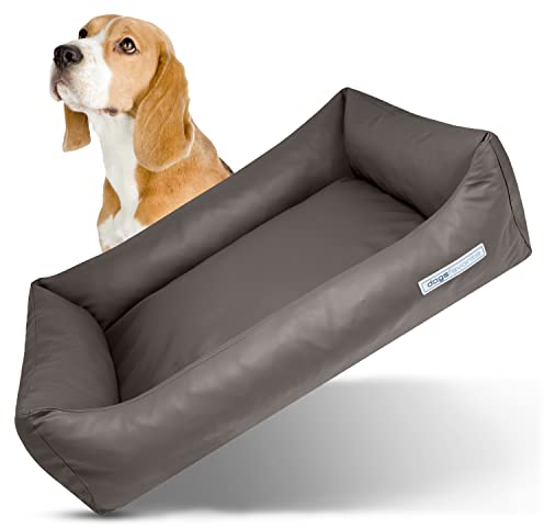 dogsfavorite Hunde-Bett - waschbares Hundekörbchen - hochwertiges Hundesofa - gelenkschonendes Hundekissen - robuste Hundematte - Hundekorb - Taupe - Gr. L 115 x 85 cm