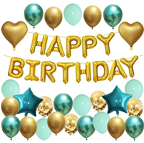 Ohighing Geburtstagsdeko Gold Grün Mädchen Happy Birthday Girlande Geburtstag Deko Frau Kindergeburtstag Partydeko