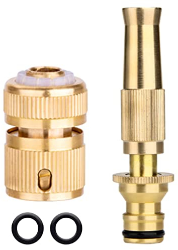 2 Stück Messing Gartenschlauch Düse Set,Messing Reinigungsspritze für 13mm (1/2) Schlauch,Schnellanschluss,Gartenschlauchanschluss,für Garten Bewässerung und Haustier waschen