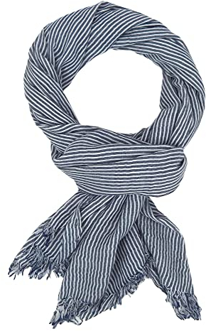 Ella Jonte leichter Herrenschal beige weiß oder blau Streifen Schal maritim Baumwolle