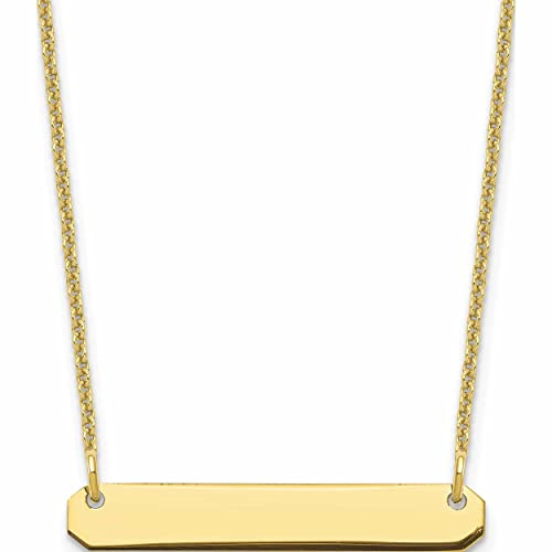 10K Yellow Gold Small Polished Blank Bar Necklace (18 X 26) Made In United States 10xna1198y