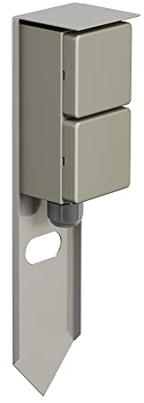 ledscom.de Garten Colonne de Prises de Courant PIWI avec Piquet de Terre pour l'extérieur, IP44, 2X, Acier Inoxydable, INOX, carré, 30 cm
