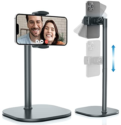 COOPER ChatStand, Soporte Movil Mesa Ajustable para Grabar, Tripode Movil Videos, Soporte Telemovel Mesa, Tripe Telemovel, Tripode para iPhone et Samsung et Android (Gris Metálico)
