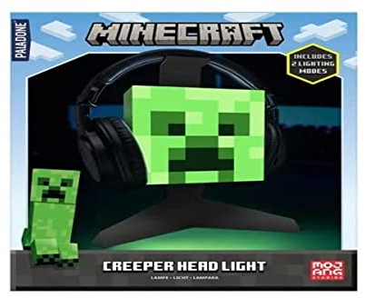 Minecraft Creeper Kopfhörerständer - Offiziell lizenziertes Merchandise, Beleuchtung mit 2 Modi, USB-betriebener Gamer-Headset-Ständer, 23,7 cm