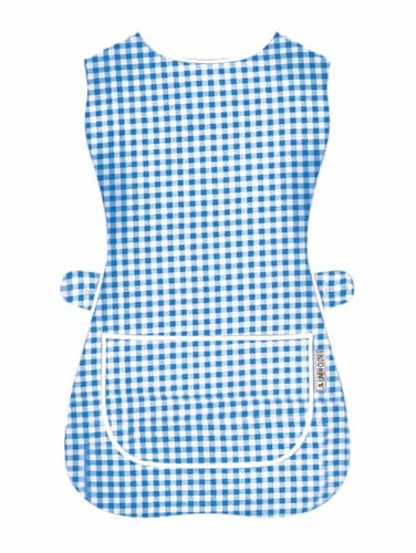 LINEN CLOSET Delantales tipo chaleco con bolsillos para mujer y hombre, para limpieza, catering, chef, cocina, unisex, delantal Hygea, delantales de trabajo, Azul Cheque, M