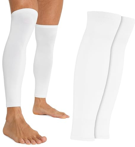 CityComfort Football Sock Sleeves for Men and Teenagers - Leg Warmers Shin Guard Sleeves - One Size for Football and Sports (White, 1 Pack)