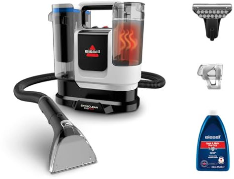 BISSELL SpotClean ProHeat Advanced, Shampouineuse, Shampouineuse Canapé Compact Multi-surfaces, Nettoyeur Canapé Tissu Moteur 1125W, Triple Nettoyage taches tenaces, Filaire, 3924N