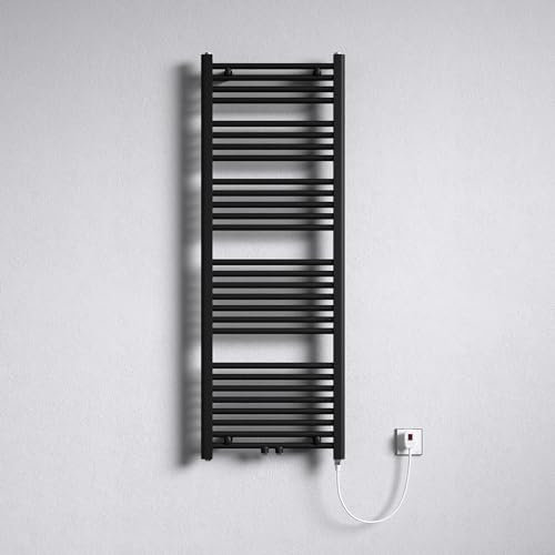 Mai & Mai Badheizkörper Elektrisch 50x140 cm matt Anthrazit, Handtuchwärmer für Strom, Seitenanschluss, Röhrenheizkörper Badheizung mit Heizstab 800W