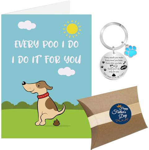 Fathers Day Card from Dog, Dog Dad Gifts, Fathers Day Dog Dad Gifts from the Dog, Dog Lover Father's Day Dog Dad Keyring Presents with Gift Box from Dog Doggy (Dog Dad)