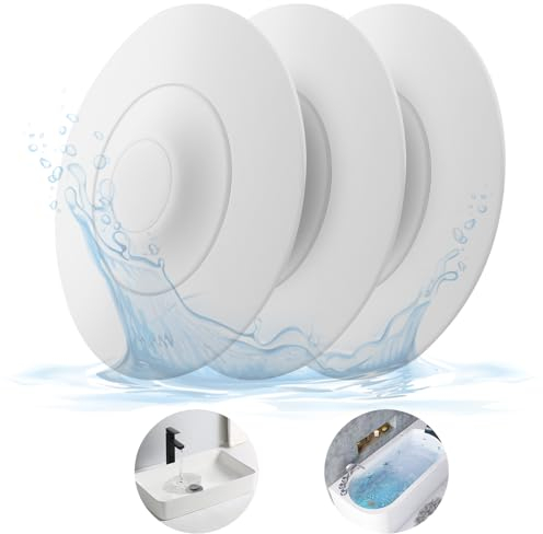 HUAERSICO Bouchon Baignoire Silicone 3 Pièces - Pliable Bouchon d'écoulement Universel - Bouchon d'évier à Pression avec Filtre à Aliments et à Cheveux pour éviers, Baignoires et Lavabos ﻿