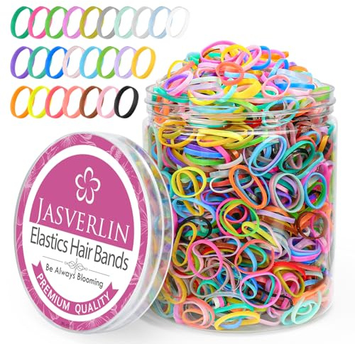 2000 bandas de goma coloridas para el cabello, mini bandas elásticas para el cabello, bandas elásticas para el cabello para niñas y mujeres, accesorios para peinar el cabello, sin daño, arco iris, 25
