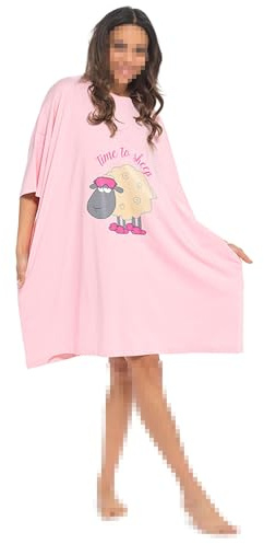 A2Z Camicia da notte oversize da donna a maniche corte camicia da notte da donna ampia maglietta da notte taglia unica abito da notte casual loungewear Delizioso motivo cane pecora camicie da notte